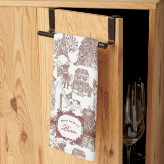 FRENCH BULLDOG Sepia Toile Tea Towel