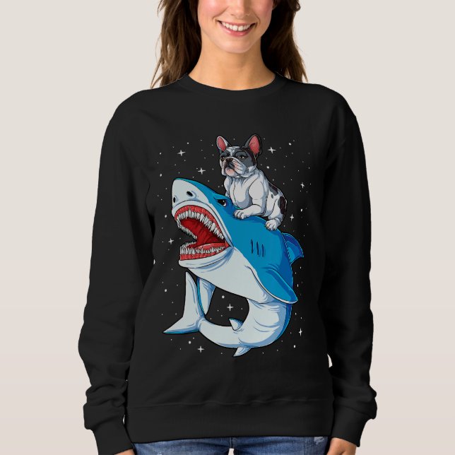 French Bulldog Shark T Kids Men Space Galaxy Jawso Sweatshirt (Front)