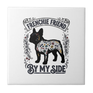 French Bulldog Shirt Vintage Floral Dog Lover Art_ Ceramic Tile
