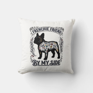 French Bulldog Shirt Vintage Floral Dog Lover Art_ Cushion