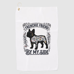 French Bulldog Shirt Vintage Floral Dog Lover Art_ Golf Towel