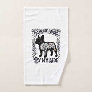 French Bulldog Shirt Vintage Floral Dog Lover Art_ Hand Towel