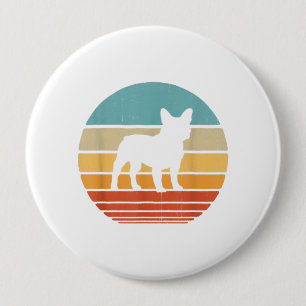 French Bulldog Silhouette 60s 70s Gift Dog Lover 10 Cm Round Badge