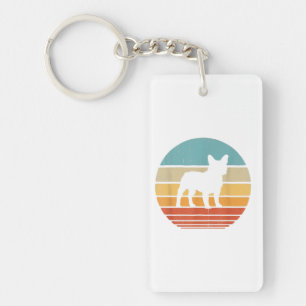French Bulldog Silhouette 60s 70s Gift Dog Lover Key Ring