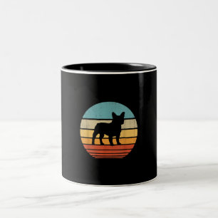 french bulldog silhouette 60s 70s gifts dog Two-Tone coffee mug