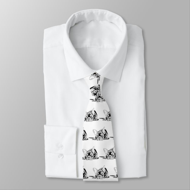 French Bulldog Silhouette black and white Tie (Tied)