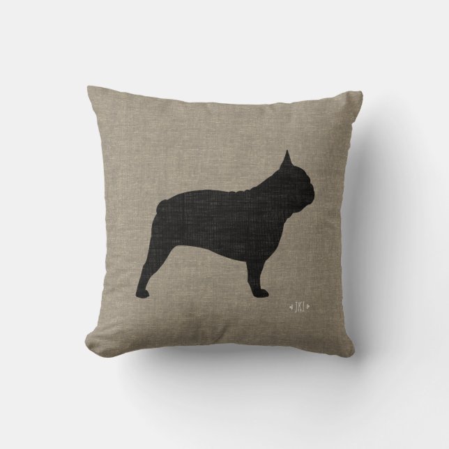 French Bulldog Silhouette Frenchie Dog Decorative Cushion (Front)