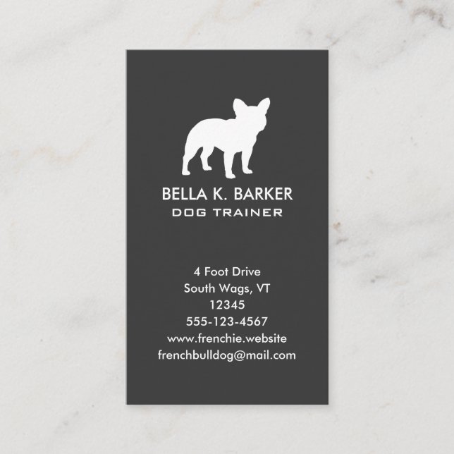 French Bulldog Silhouette | Frenchy Dog Vertical Business Card (Front)