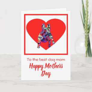 French Bulldog Silhouette Red Heart Mother’s Day Thank You Card