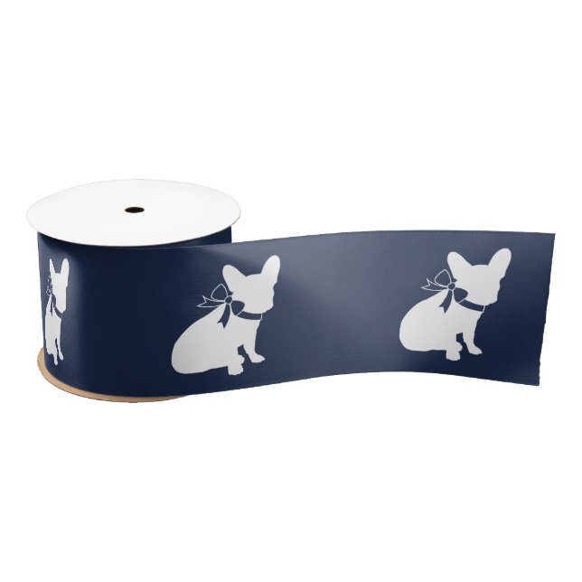 French Bulldog Silhouette Ribbon 3" Satin Ribbon (Spool)