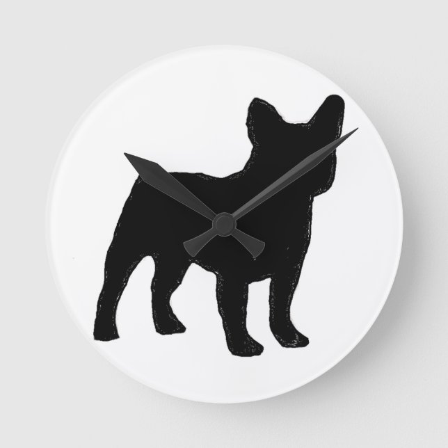 french bulldog silhouette round clock (Front)