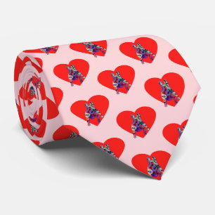 French Bulldog Silhouette Valentines Day Pink Neck Tie