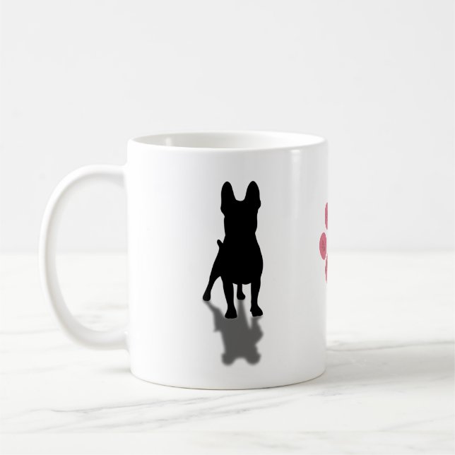 French Bulldog Silhouette with Personalised Paw Coffee Mug (Left)