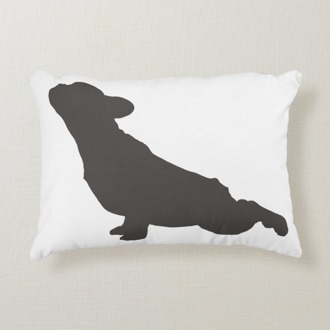 French Bulldog Silhouette Yoga Pose Decorative Cushion (Front)