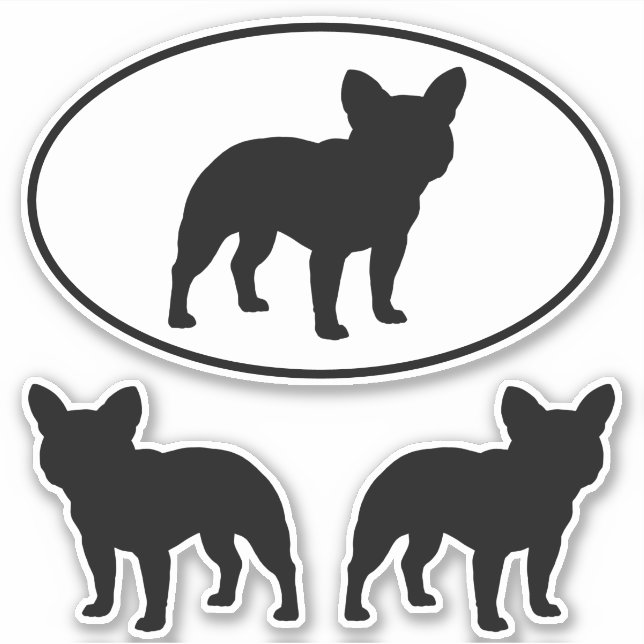 French Bulldog Silhouettes Cool Dog Sticker Set (Front)