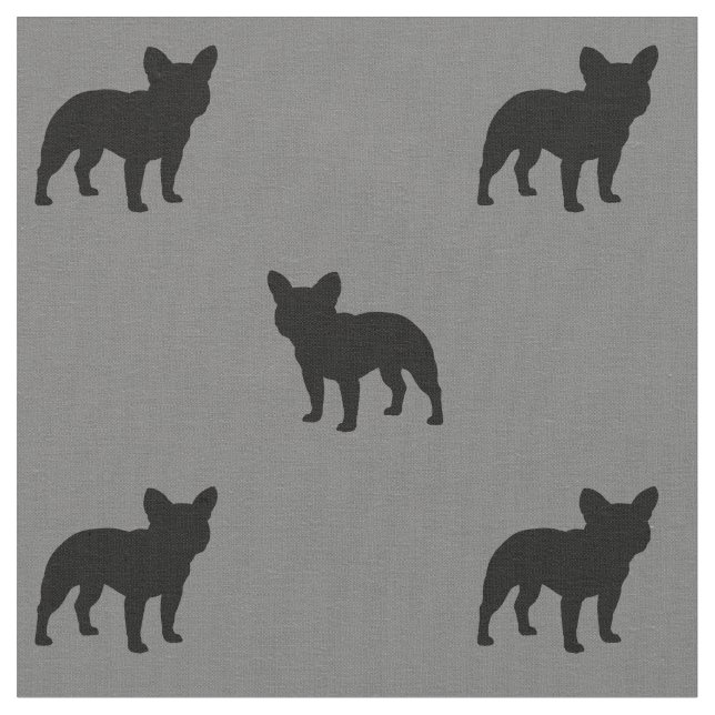 French Bulldog Silhouettes Frenchies Pattern Fabric (Close Up)