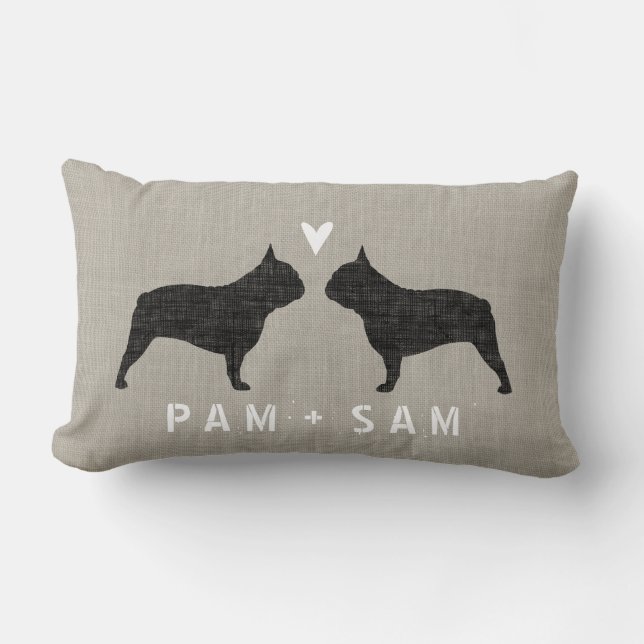 French Bulldog Silhouettes Love - Personalise Lumbar Cushion (Front)