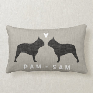 French Bulldog Silhouettes Love - Personalise Lumbar Cushion