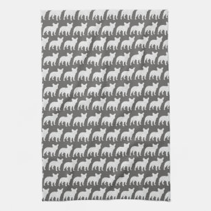 French Bulldog Silhouettes Pattern Tea Towel