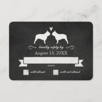 French Bulldog Silhouettes Wedding Reply RSVP