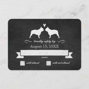 French Bulldog Silhouettes Wedding Reply RSVP Card