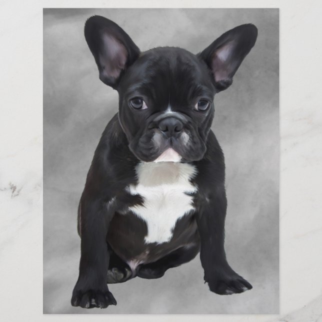 French Bulldog Sitting Watercolor Oil Painting (Front)
