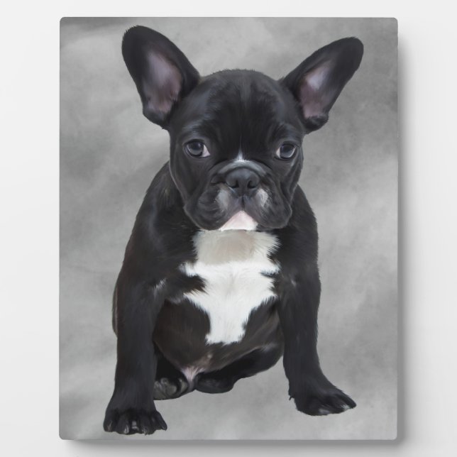 French Bulldog Sitting Watercolor Oil Painting Plaque (Front)