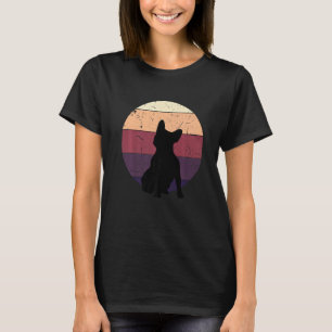 French bulldog sitting with dark colored sunset,vi T-Shirt