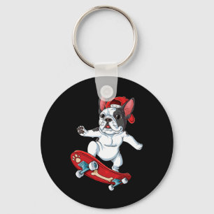 French Bulldog Skateboard Funny Dog Lover Skateboa Key Ring