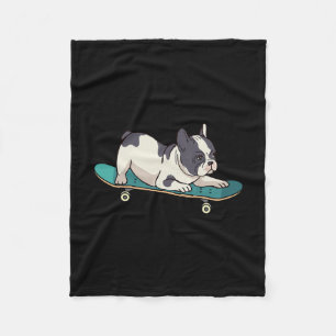 French Bulldog Skateboarding Dog Fleece Blanket