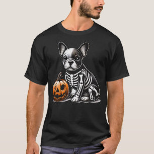 French Bulldog Skeleton Pumpkin Funny Wiener Dog H T-Shirt