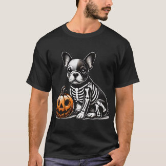 French Bulldog Skeleton Pumpkin Funny Wiener Dog T-Shirt
