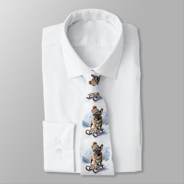 French Bulldog sled ride Bulldog Tie (Tied)