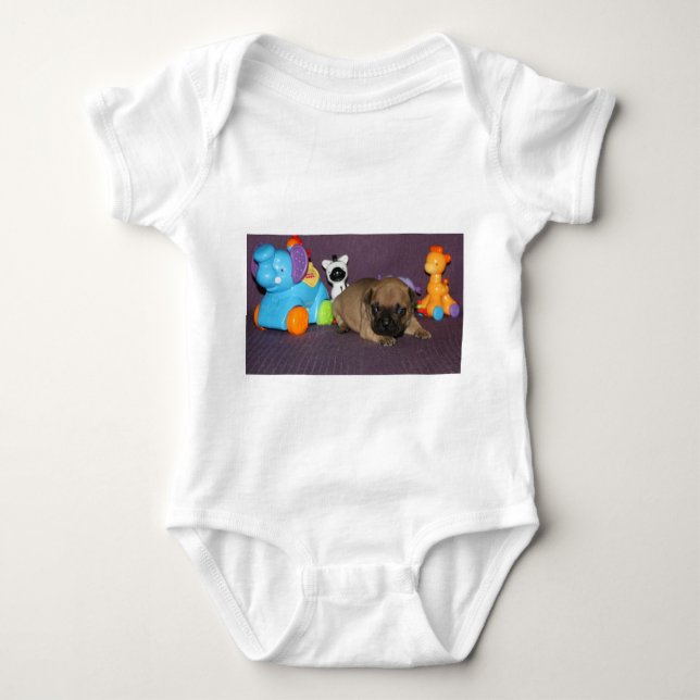 French Bulldog small puppy Bulldog Baby Bodysuit (Front)