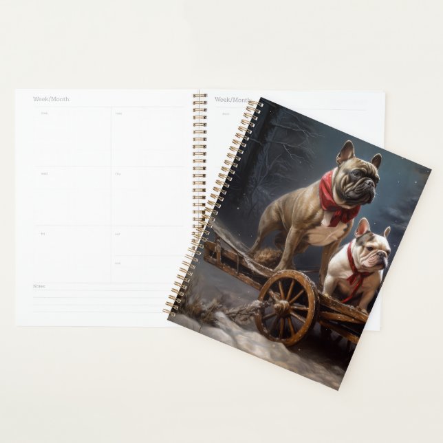 French Bulldog Snowy Sleigh Christmas Decor Planner (Display)