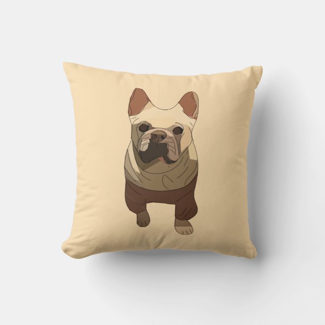 French Bulldog, Soft Peach Cushion (Front)