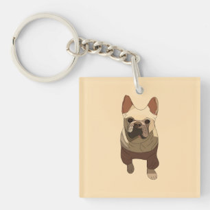 French Bulldog, Soft Peach Key Ring