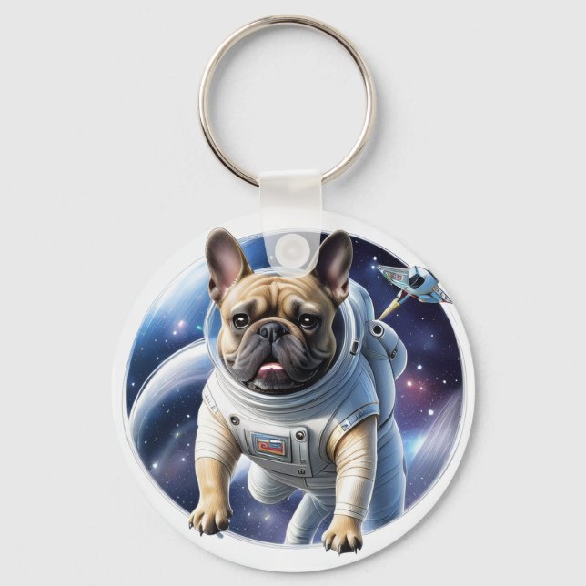 French Bulldog Space French Bulldog Key Ring (Front)