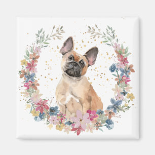 French Bulldog Spring Flowers Wreath Magnet