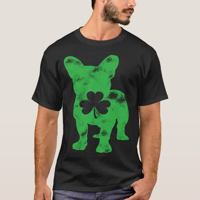 French Bulldog St Patrick s Day Men Women Shamrock T-Shirt (Front)