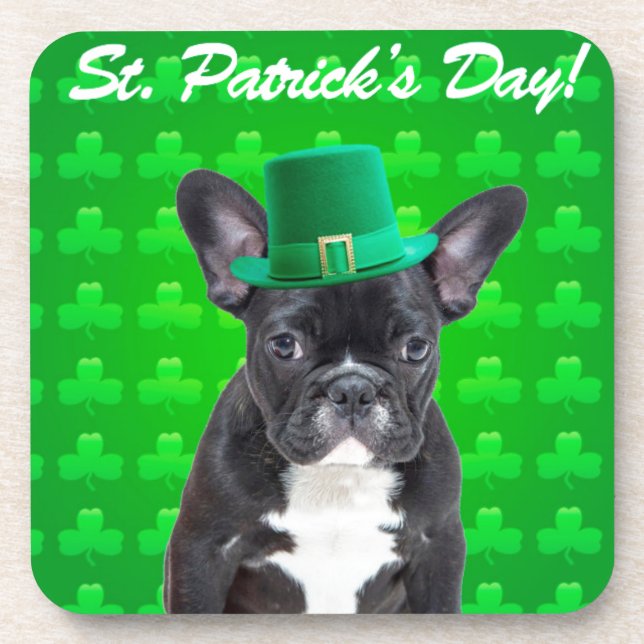 French Bulldog St Patrick's Day Coaster (Front)