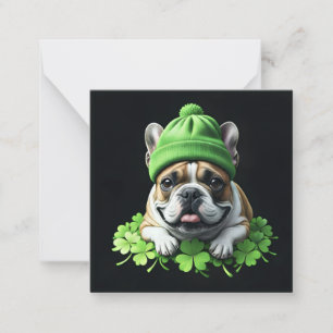 French Bulldog St. Patrick's Day Kleeblatt Glück Card