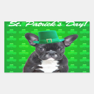 French Bulldog St Patrick's Day Rectangular Sticker
