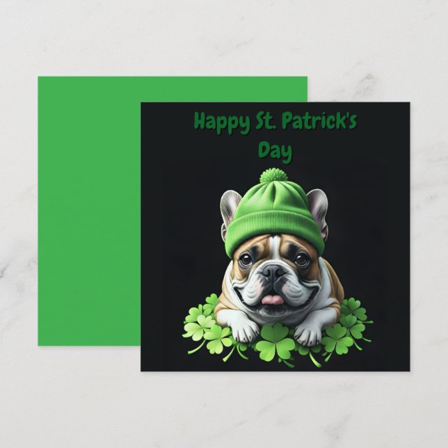 French Bulldog St. Patrick's Day Shamrock Luck Invitation (Front/Back)