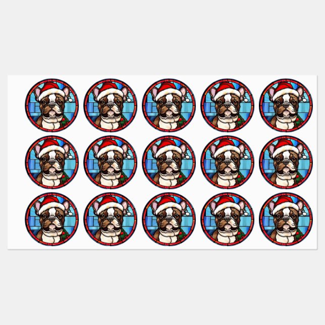 French Bulldog Stained Glass Christmas  (Sheet)