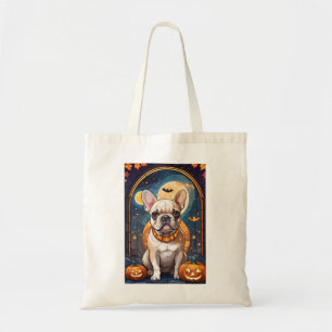 French Bulldog Stained Glass Halloween Night  Tote Bag