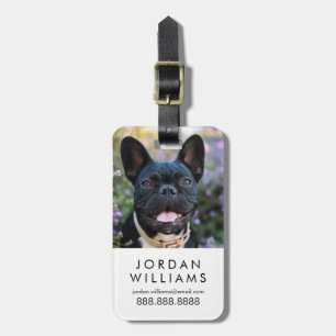 French Bulldog Stands in Flowers Luggage Tag