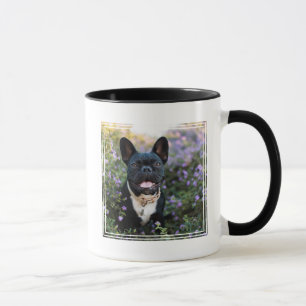 French Bulldog Stands in Flowers Mug