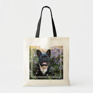 French Bulldog Stands in Flowers Tote Bag