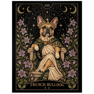 French Bulldog, Starlit Tarot Art Postcard